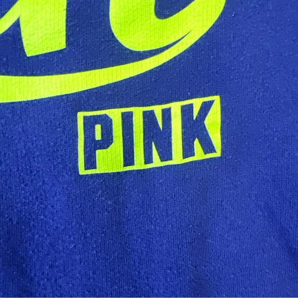 Victorias Secret Pink Half Zip Sweater Blue & Neon Green Size XS - Picture 4 of 10